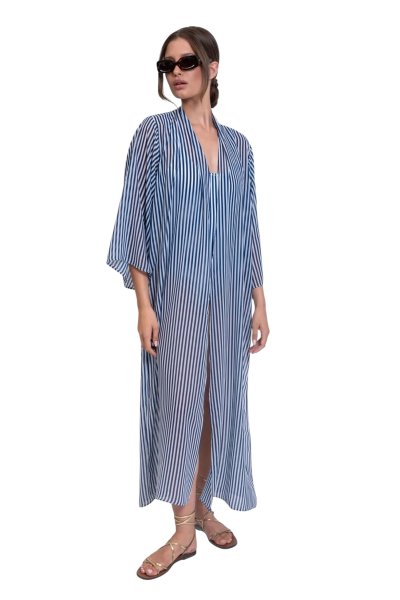 OCEANIA STRIPE KIMONO WHITE