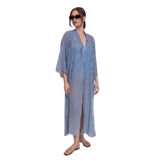 OCEANIA STRIPE KIMONO WHITE