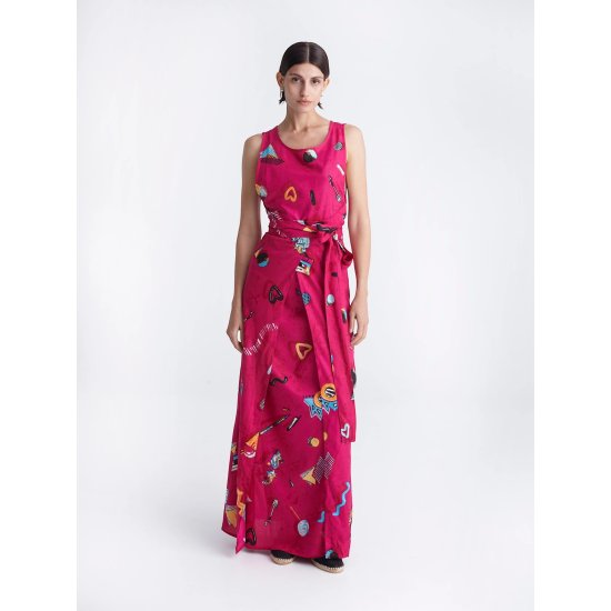 RETROFEELIA OPEN WRAP DRESS