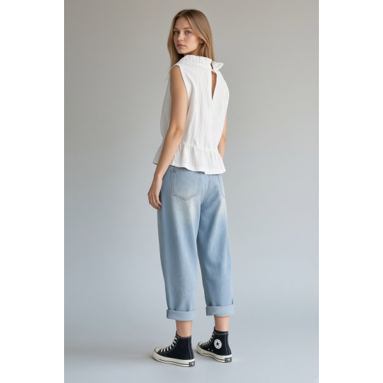 JEANS WITH POPPY EMBROIDERY WENDY 
