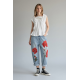 JEANS WITH POPPY EMBROIDERY WENDY 