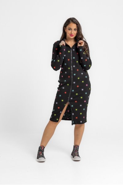 Zip-Up Dress With Fitted Mock Turtleneck - STARS lolina