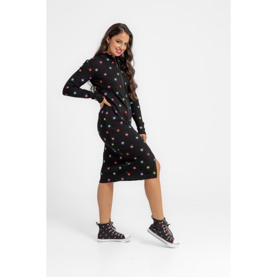 Zip-Up Dress With Fitted Mock Turtleneck - STARS lolina