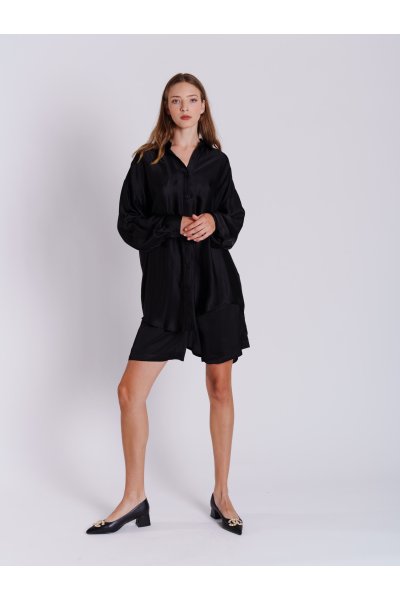 ARETI SHIRT SATIN BLACK COLLECTIVA NOIR