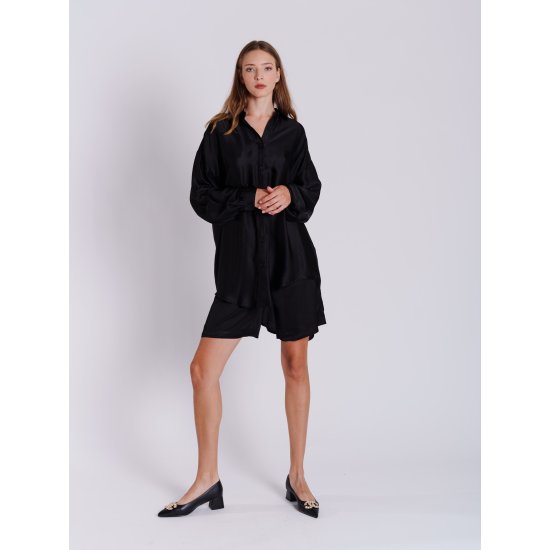 ARETI SHIRT SATIN BLACK COLLECTIVA NOIR