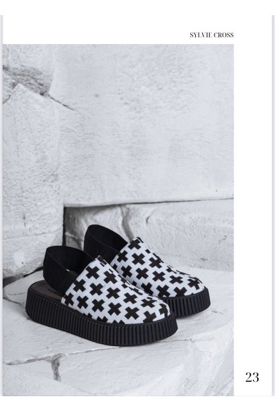 SYLVIE CROSS FLATFORMS BLACK/WHITE